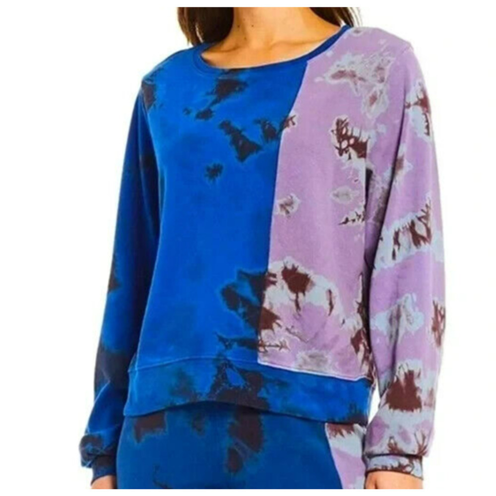Wildfox Meteorite Sweatshirt Top Size XS Blue Purple Tie Dye Athleisure New NWT